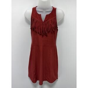 Express Red Faux Suede Fringe Dress Size Extra Small
